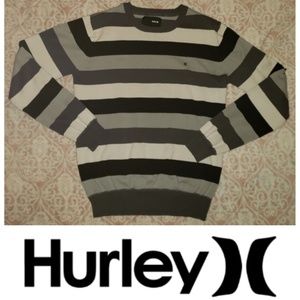 HURLEY Large Striped Black and Gray Sweater